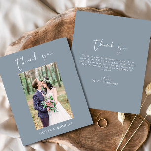 Budget Dusty Blue Wedding Thank You Photo 
