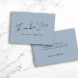 Budget dusty blue wedding thank you script card<br><div class="desc">Simple trendy modern dusty slate blue budget affordable wedding thank you small note card featuring a chic handwriting calligraphy script with a little heart. Personalise it with your text and signature! Please note that the background colour can be changed to match your wedding colour scheme. If comfortable doing it, you...</div>