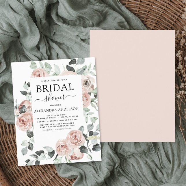 Budget Dusty Pink Bridal Shower Floral Invitation (Creator Uploaded)
