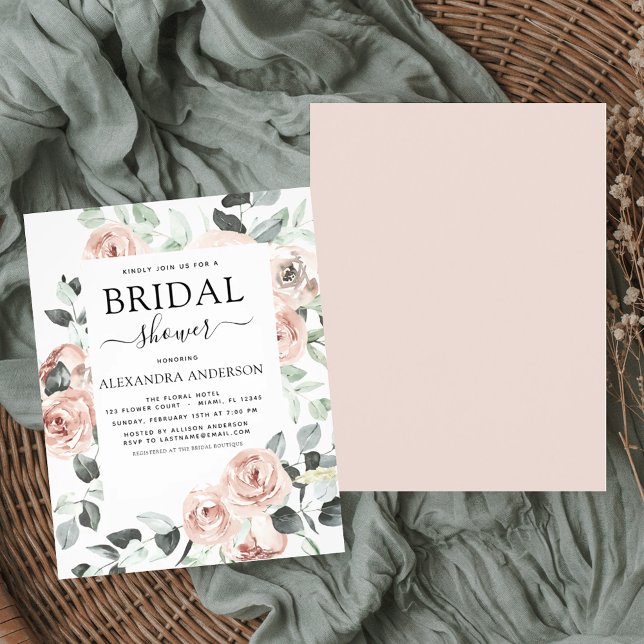 Budget Dusty Pink Bridal Shower Floral Invitation Flyer (Creator Uploaded)