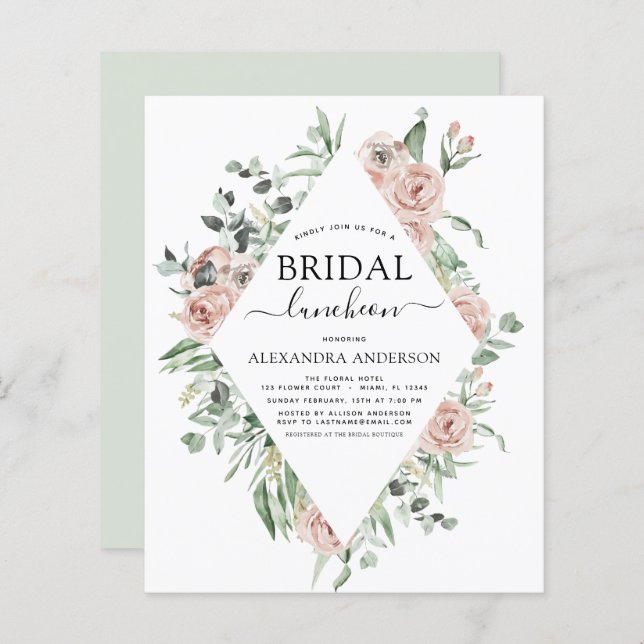 Budget Dusty Pink Bridal Shower Luncheon (Front/Back)