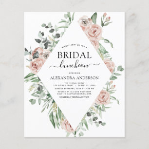 Budget Dusty Pink Bridal Shower Luncheon Flyer