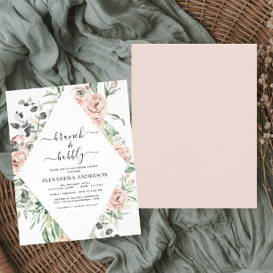 Budget Dusty Pink Brunch & Bubbly Bridal Shower Flyer