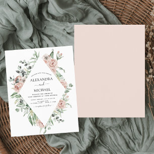 Budget Dusty Pink Eucalyptus Wedding Invitation
