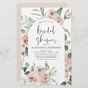 Budget Dusty Pink Floral Bridal Shower Invitation