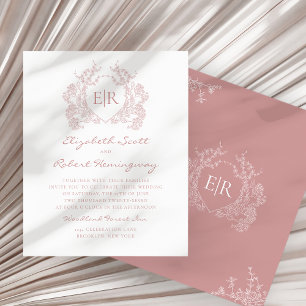 BUDGET Dusty Pink Floral Crest Monogram Wedding