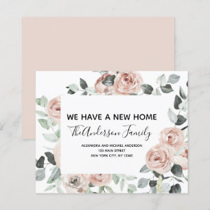 Budget Dusty Pink Floral Moving Announcement