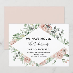 Budget Dusty Pink Floral Moving Announcement