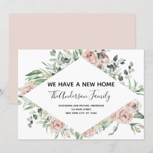 Budget Dusty Pink Floral Moving Announcement