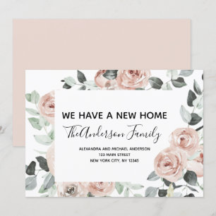 Budget Dusty Pink Floral Moving Announcement