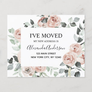 Budget Dusty Pink Floral Moving Announcement Flyer