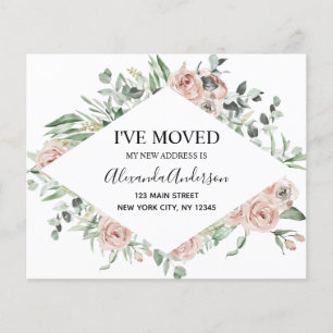 Budget Dusty Pink Floral Moving Announcement Flyer