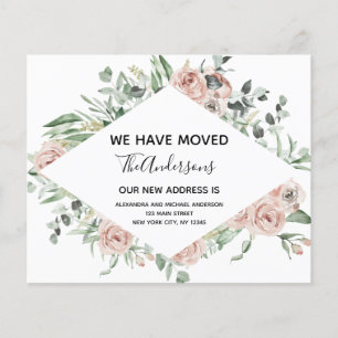 Budget Dusty Pink Floral Moving Announcement Flyer