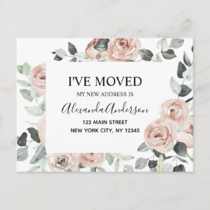 Budget Dusty Pink Floral Moving Announcement Postc Postcard