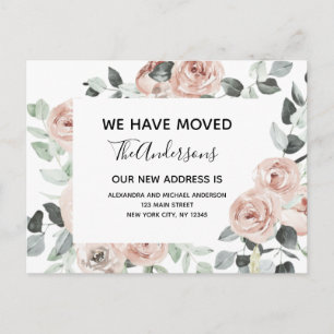 Budget Dusty Pink Floral Moving Announcement Postcard