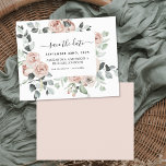 Budget Dusty Pink Floral Save the Date  Invitation<br><div class="desc">Budget Dusty Pink Floral Roses and Eucalyptus Botanical Greenery Watercolor Spring or Summer Wedding Save the Date Invitations - includes beautiful and elegant script typography with modern tropical botanical flowers and greenery for the special Wedding day celebration.</div>