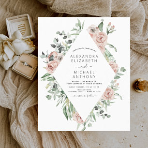 Budget Dusty Pink Floral Wedding Invitation