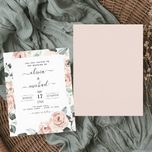 Budget Dusty Pink Floral Wedding Invitation Flyer