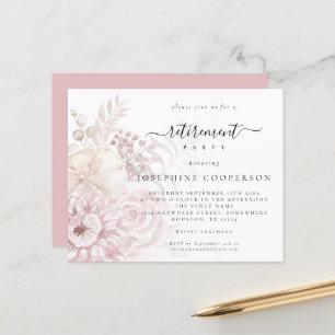 Budget Dusty Pink Florals Female Retirement Invite