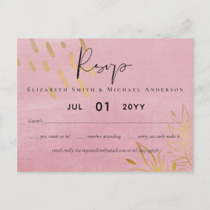BUDGET Dusty Pink Gold Wedding Postcard
