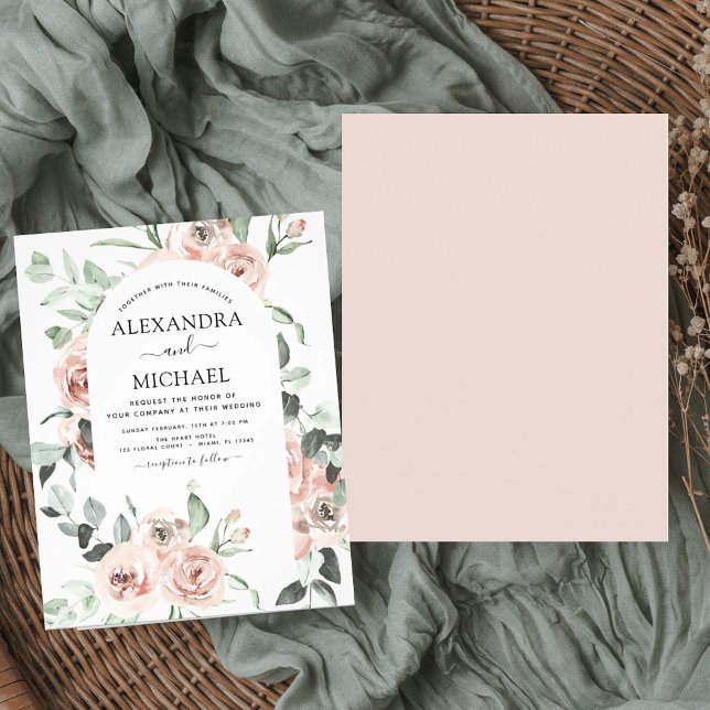 Budget Dusty Pink Greenery Wedding Invitations Flyer (Creator Uploaded)