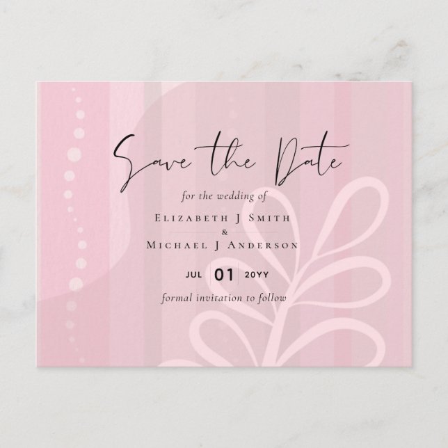 Budget Dusty Pink Modern Abstract Wedding Postcard (Front)
