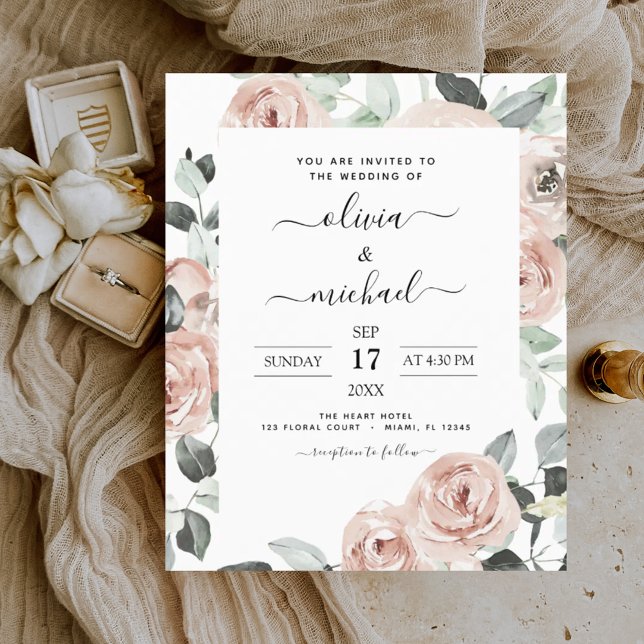 Budget Dusty Pink Sage Floral Wedding Flyer (Creator Uploaded)