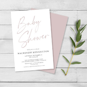 Budget Dusty Pink Simple Script Baby Shower FLYER