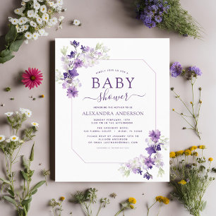 Budget Dusty Purple Floral Greenery Baby Shower