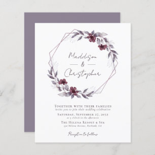 Budget Dusty Purple Floral Wedding Invitation