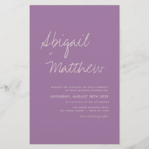Budget Dusty Purple Simple Wedding Invitation