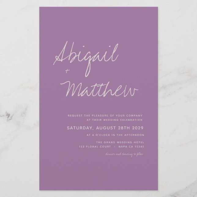 Budget Dusty Purple Simple Wedding Invitation Flyer (Front)