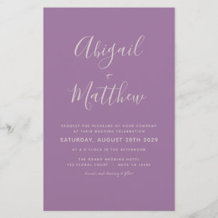 Budget Dusty Purple Simple Wedding Invitation  Flyer