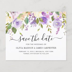 Budget Dusty Purple Violet Floral Save the Date