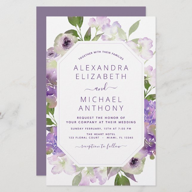 Budget Dusty Purple Wedding Floral Greenery (Front/Back)