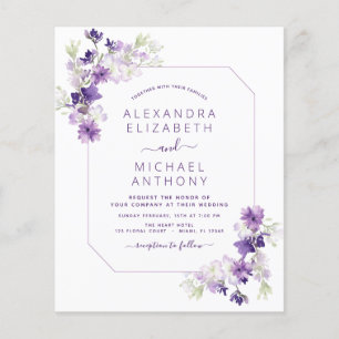 Budget Dusty Purple Wedding Floral Greenery Flyer