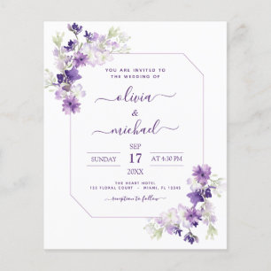 Budget Dusty Purple Wedding Floral Greenery Flyer