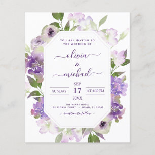 Budget Dusty Purple Wedding Floral Greenery Flyer