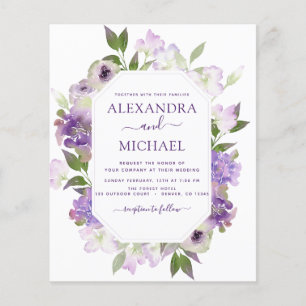 Budget Dusty Purple Wedding Floral Greenery Flyer