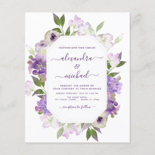 Budget Dusty Purple Wedding Floral Greenery Flyer