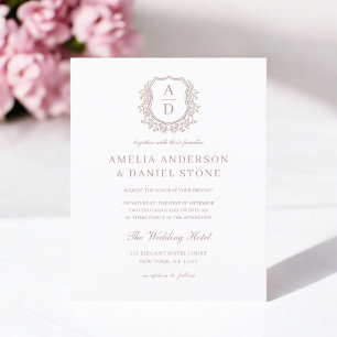 Budget Dusty Rose Crest Wedding Invitation Flyer