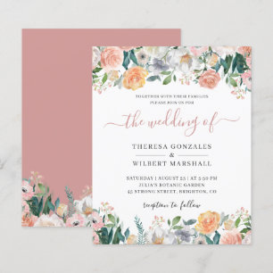 Budget Dusty Rose Floral Wedding Invitation