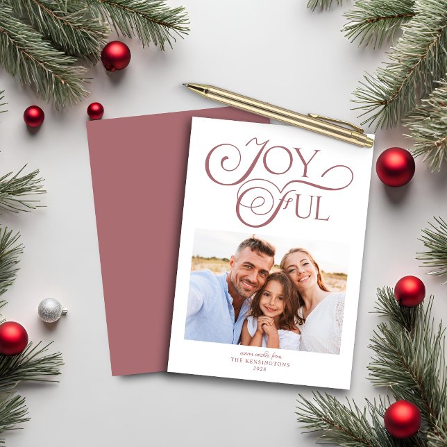 Budget Dusty Rose Gold Joyful Christmas Photo (Creator Uploaded)