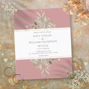 Budget Dusty Rose Greenery Wedding Invitation