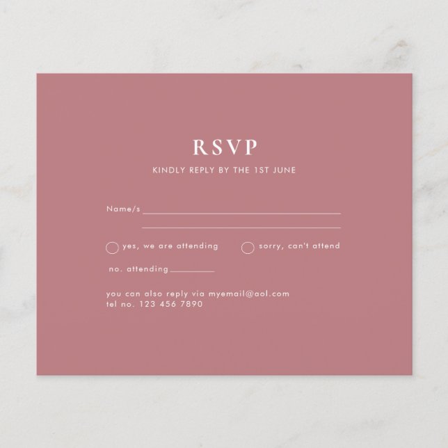 BUDGET Dusty Rose Monochrome RSVP Simple Plain Flyer (Front)