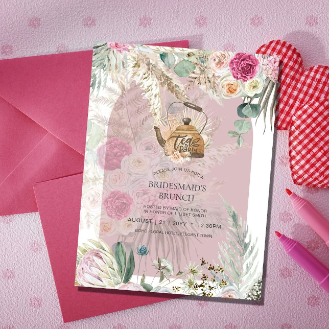 BUDGET Dusty Rose Pampas Grass TEA PARTY Shower Flyer (Creator Uploaded)