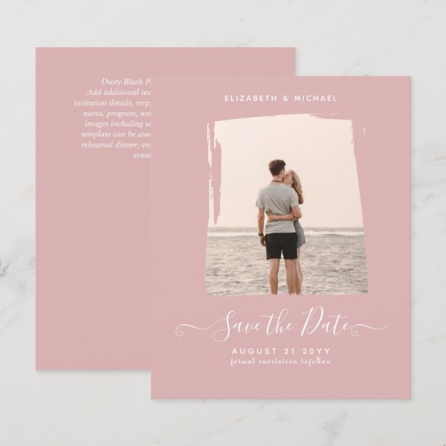 BUDGET Dusty Rose PHOTO Save The Date Monochrome (Front/Back)