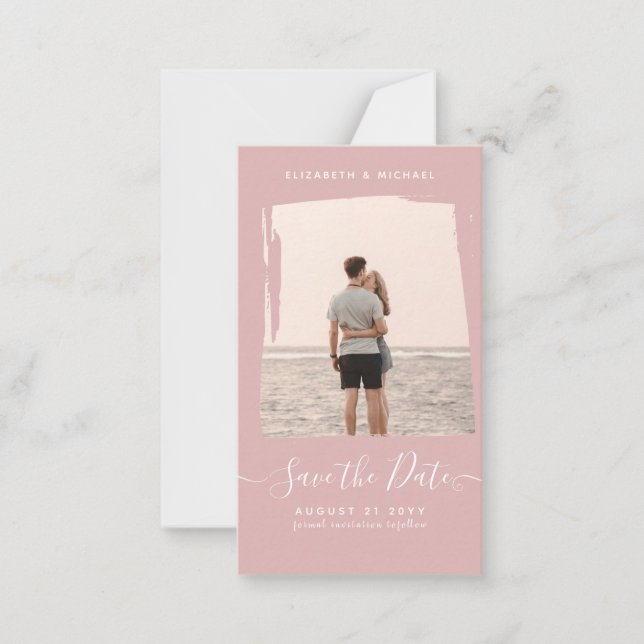 BUDGET Dusty Rose PHOTO Save The Date Monochrome Card (Front)