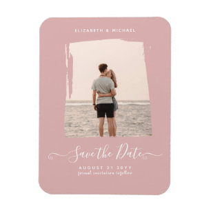 BUDGET Dusty Rose PHOTO Save The Date Monochrome Magnet