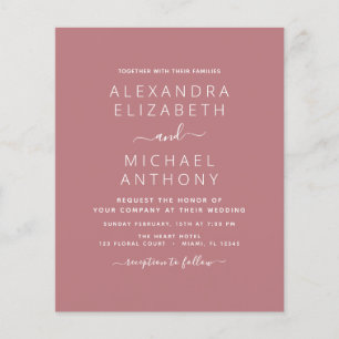 Budget Dusty Rose Pink Wedding Invitation Flyer